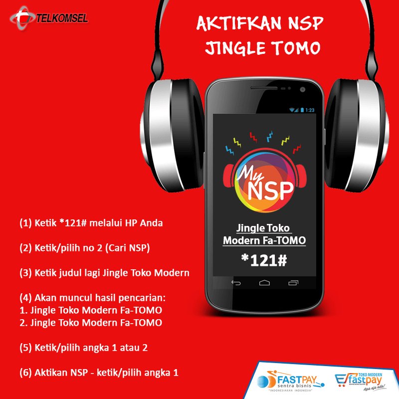 FASTPAYofficial's tweet photo. AKTIFKAN NSP 121 - Jingle Tomo FASTPAY kamu. Ketik *121# #sentrabisnisfastpay #TOMOFASTPAY #nsp #telkomsel #mynsp https://t.co/uSip2wkLAH