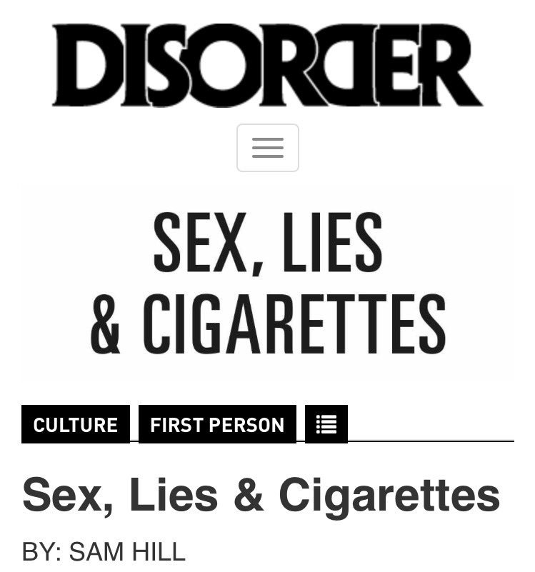 wordtwiddler's tweet image. Smokers "spit the fumes out their mouths like the conclusion to some foul bukkake." #smoking #cigarettes #editorial disordermagazine.com/culture/first-…