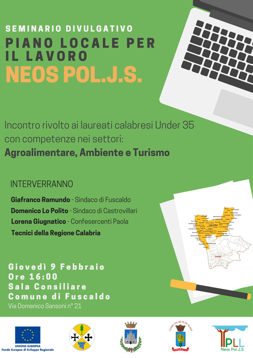 PolPll's tweet photo. #Savethedate Giovedì 9 Febbraio a Fuscaldo. Nuovo incontro rivolto ai laureati Calabresi Under 35 #Fuscaldo #giovani #lavoro #calabria #pll https://t.co/7sE2fZi3jM