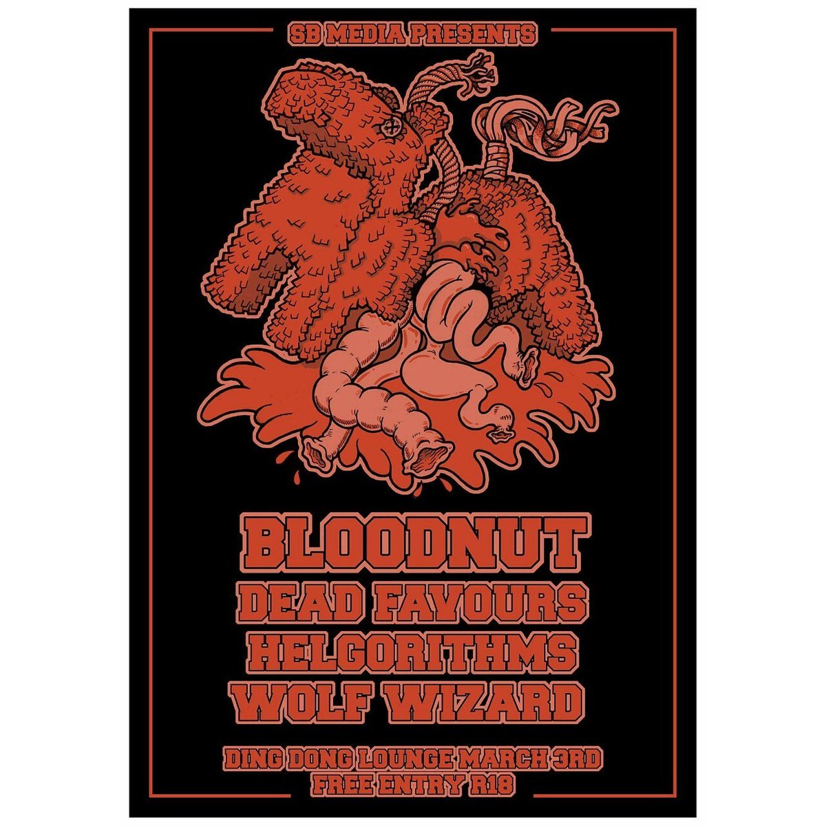 BloodnutBand's tweet photo. Such a pretty poster *squelch* #helgorithms #deadfavours #wolfwizard #livemusic #gig #stonerrock #sludge #prog #alt #rocknroll https://t.co/Rs7rRnZuSa