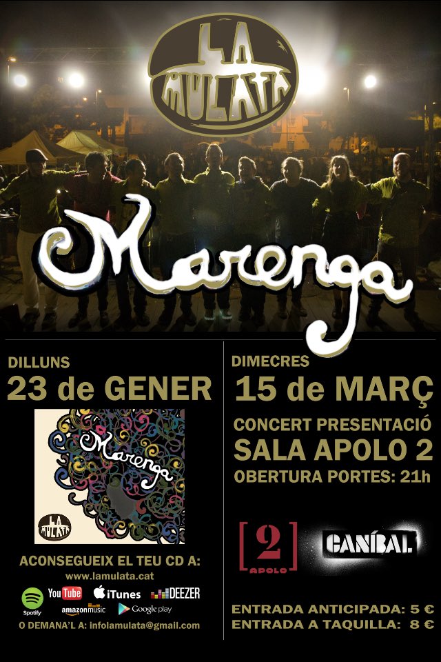 💥Voleu el CD de #MARENGA i una entrada doble pel CONCERT PRESENTACIÓ a la @Sala_Apolo el 15/03/2017⁉️Feu RT + FOLLOW i entrareu al sorteig‼️