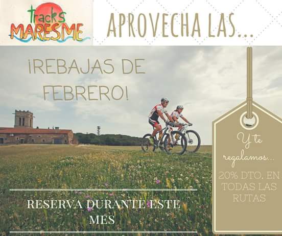 Haz tu reserva durante este mes y aprovecha el 20% de descuento en todas las rutas!!
Reservas en: info@tracksmaresme.com / 654 07 62 61