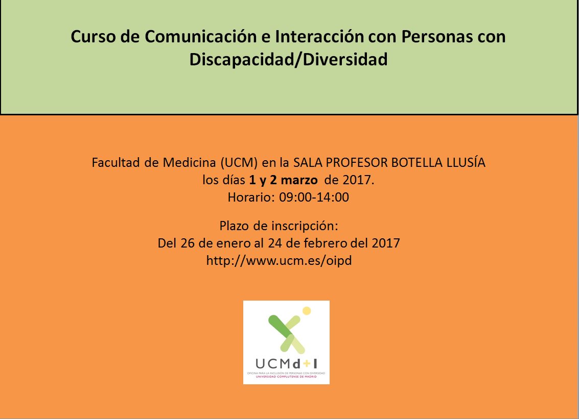 Ya te puedes inscribir al #Curso de Comunicación e Interacción con Personas con Discapacidad/Diversidad ucm.es/curso-comunica…