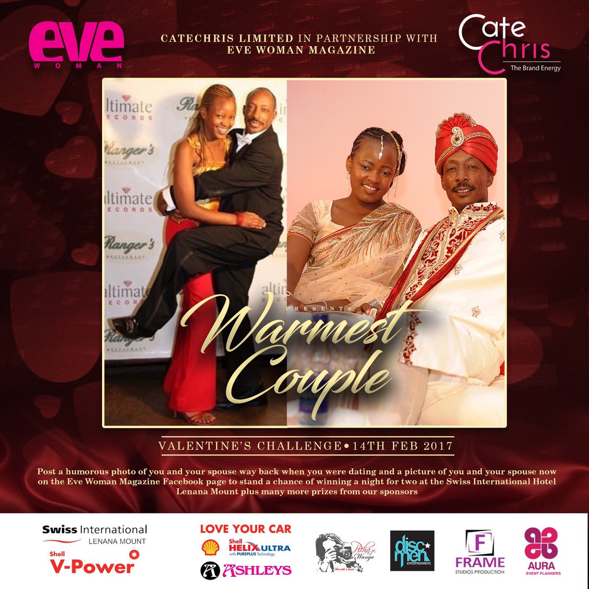 chriskirwa's tweet photo. #WarmestCouple listen up -It's time 2 win big ! Courtesy of @EveWomanKenya &amp; @CateChrisLTD @SDEKenya @StandardKenya https://t.co/Ng6e1zpVqP