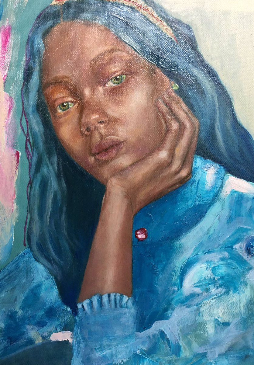 CRoboras's tweet photo. #hero in her #skies 30x40cm #oil on #canvas 2017 #artistprojectto #toronto #canada 23-26/2 #booth124 #portrait https://t.co/uqAdvXdnai