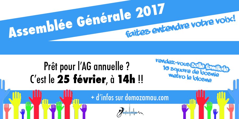 Convocation à l'#AG  2017! Avis à tous les #adhérents!
Inscriptions ici >> goo.gl/nhcDzf <<