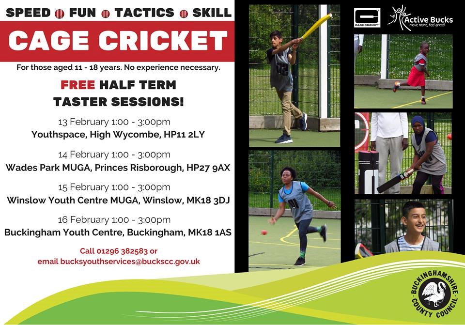 SoundstudioUK's tweet photo. @bucksccevents Active Bucks brings you Cage Cricketfor young people in Half term with FREE tasters, come along and try it out! @ActiveBucks https://t.co/wj6wBcAfI8