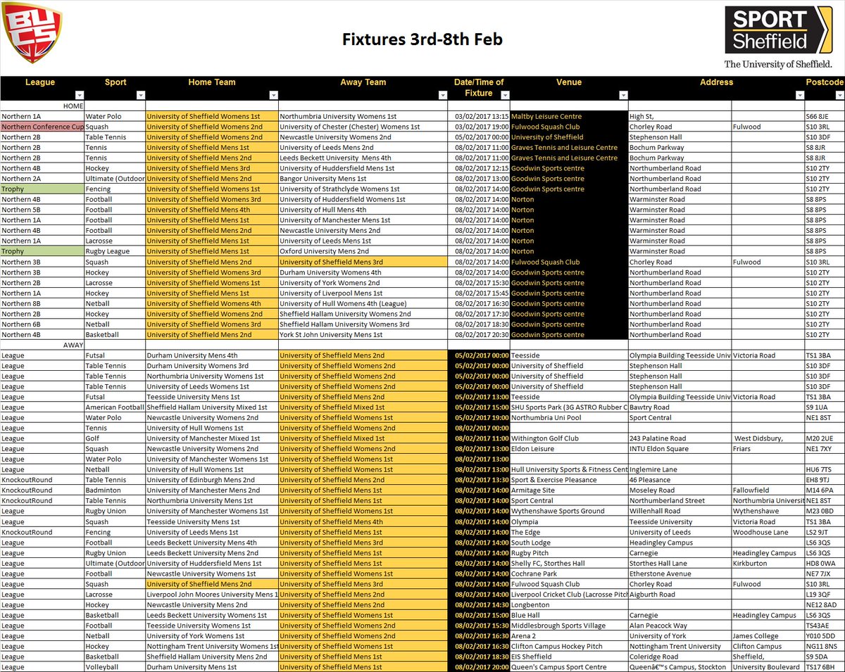 SportSheffCS's tweet image. Fixtures this week....
#weareblackandgold