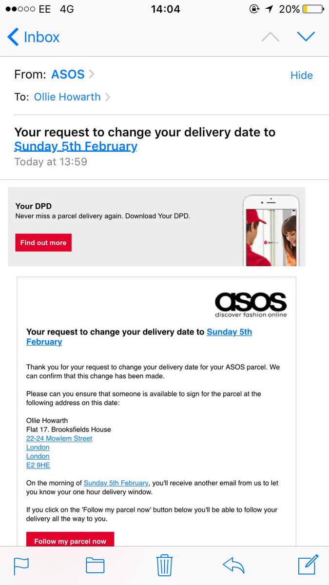 @ASOS_HeretoHelp Defo didn't put a request to change the day in 🤔🤔, is that an automatic thing or am I being hacked 😱