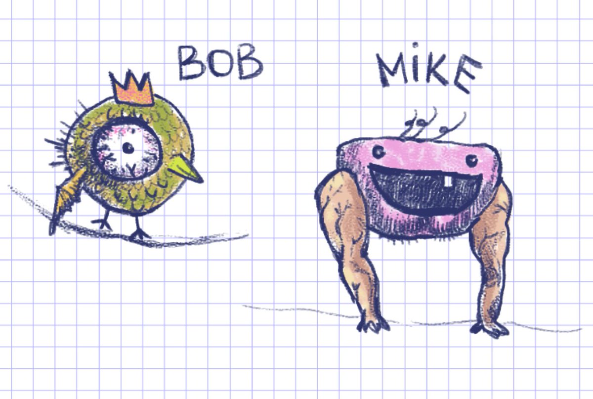 veronicgrk's tweet image. Doodling some new characters. Meet Bob and Mike :)

#screenshotsaturday #gamedev #indiedev #doodle #escapedoodland