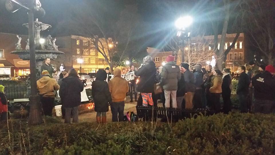 ShelleyJohansso's tweet photo. From friends in #BowlingGreen - a gathering downtown last night after the terrible #massacre. #neveremember #alternativefacts https://t.co/Dtp69Q4smd