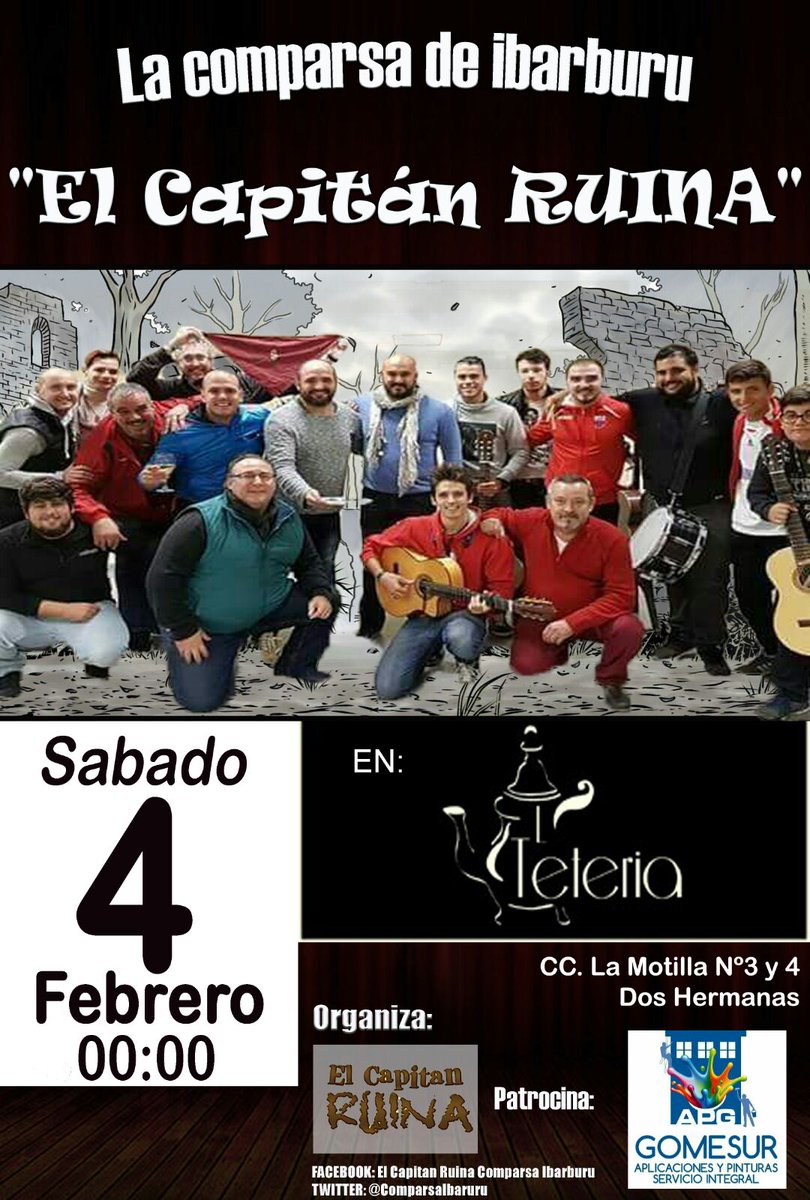 ComparsaIbarbu's tweet photo. Hoy a las 00:00 de la noche TETERIA DE LA MOTILLA (dos hermanas) https://t.co/4wrpm9Y6e1