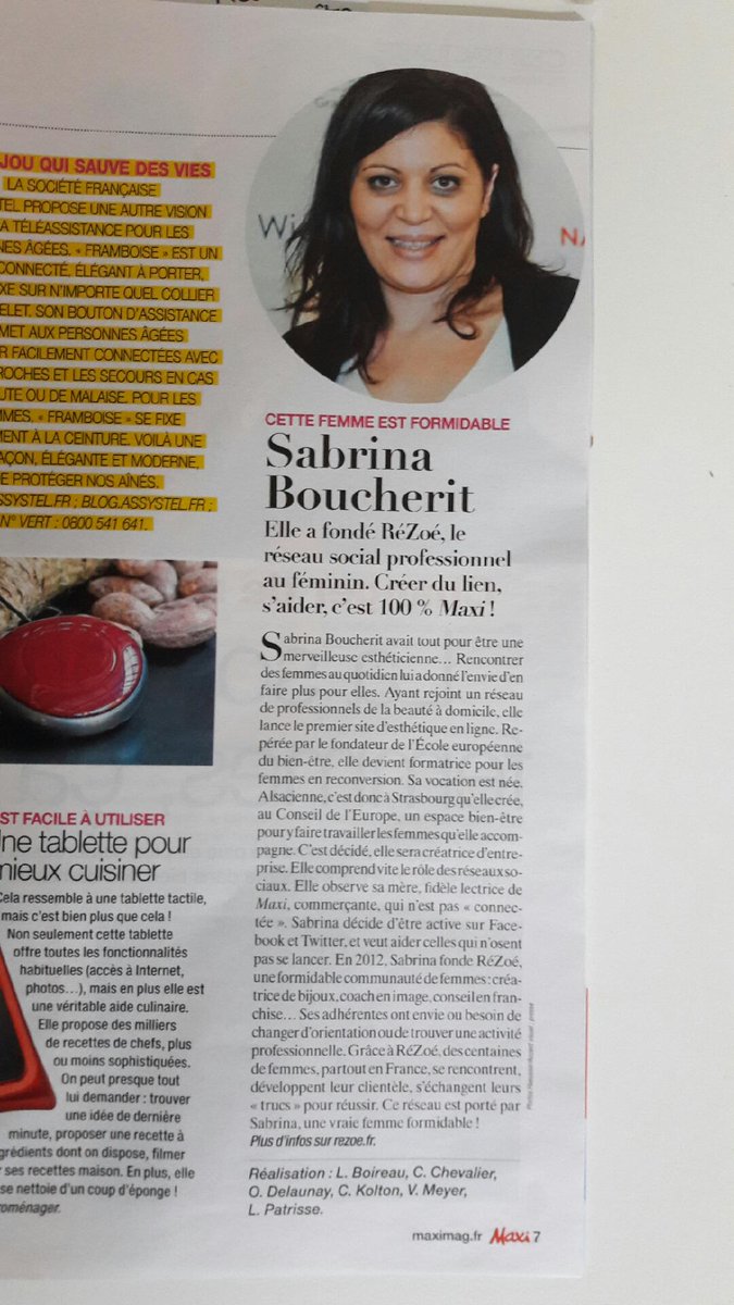 Sabrina Boucherit, fondatrice #Rézoé parue dans #MagazineMaxi !
Félicitations pour ton parcours ;)
Fière d'être #Ambassadrice #Metz !
