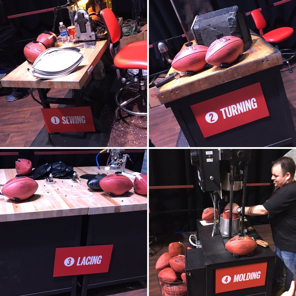 fanstriker's tweet photo. Suivez les รฉtapes de fabrication d'un ballon de Football US avec @wilson au @HouSuperBowl #makeaball #SuperBowl ๐ via @Loriiane_73 https://t.co/rYH17Eb5bl