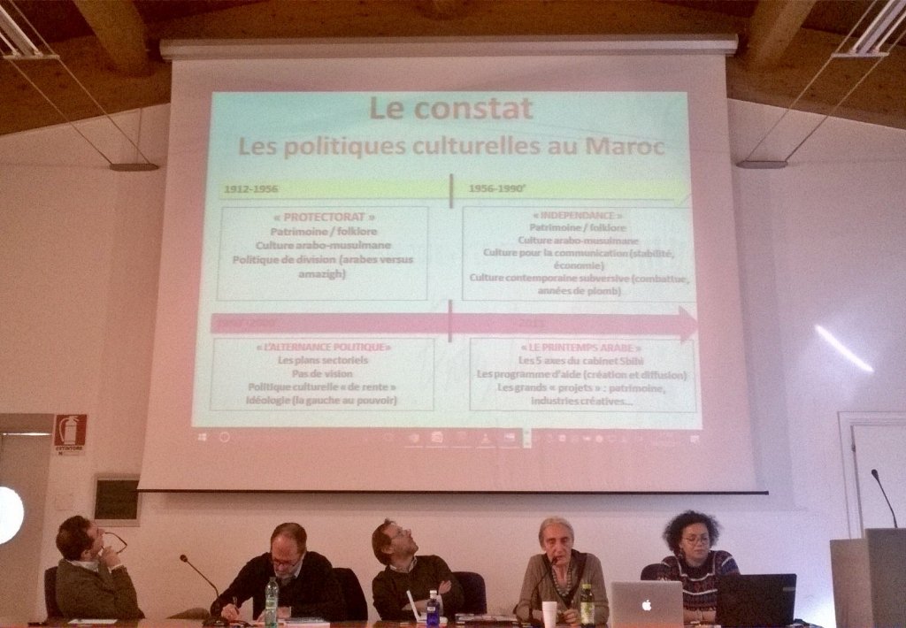 AnnaLodeserto's tweet photo. La directrice de #Racines @DouniaBens expose les politiques culturelles au #Maroc #coopération interculturelle #MEDA https://t.co/0p5mp24dJU