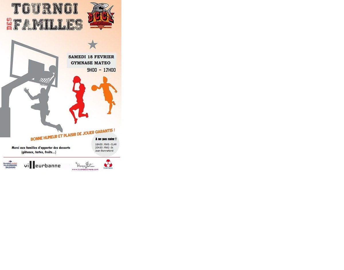 BCCL69's tweet photo. Samedi 18 février a partir de 9h fete des familles a Mateo. Ouvert aux licencies, parents,freres, soeurs,   amis ... https://t.co/M3oUX0EgkL