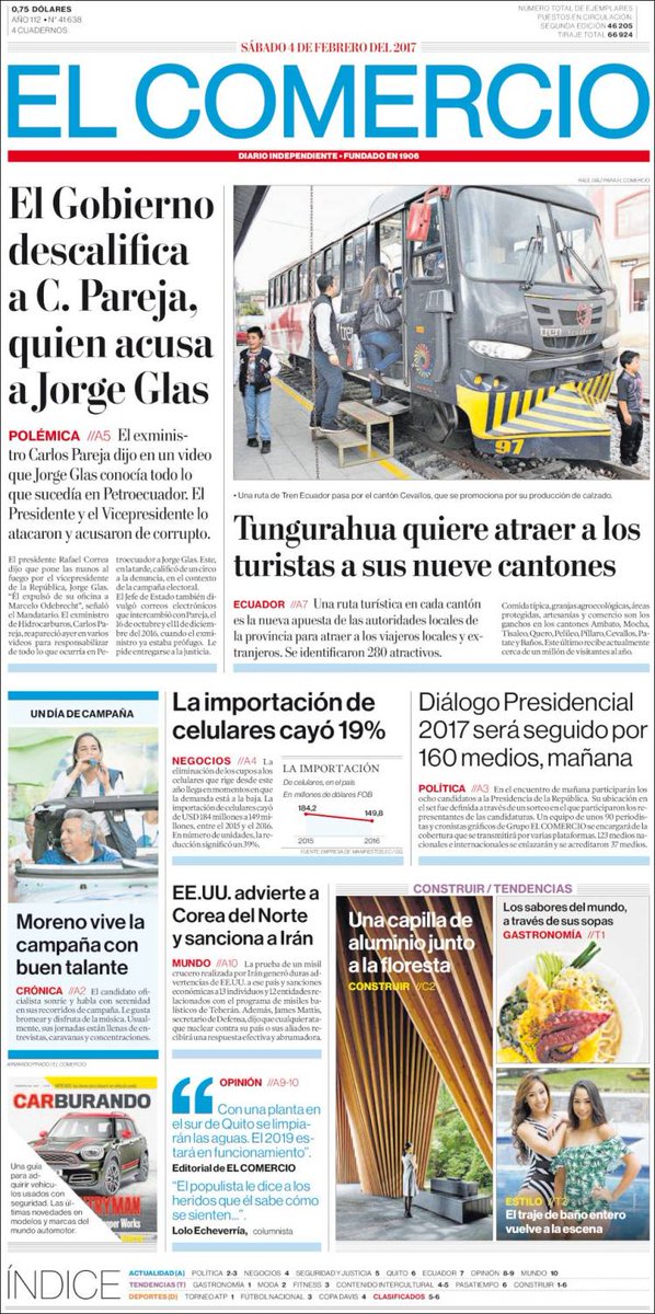 Primera El Comercio Primera Pagina Del Diario El Comercio