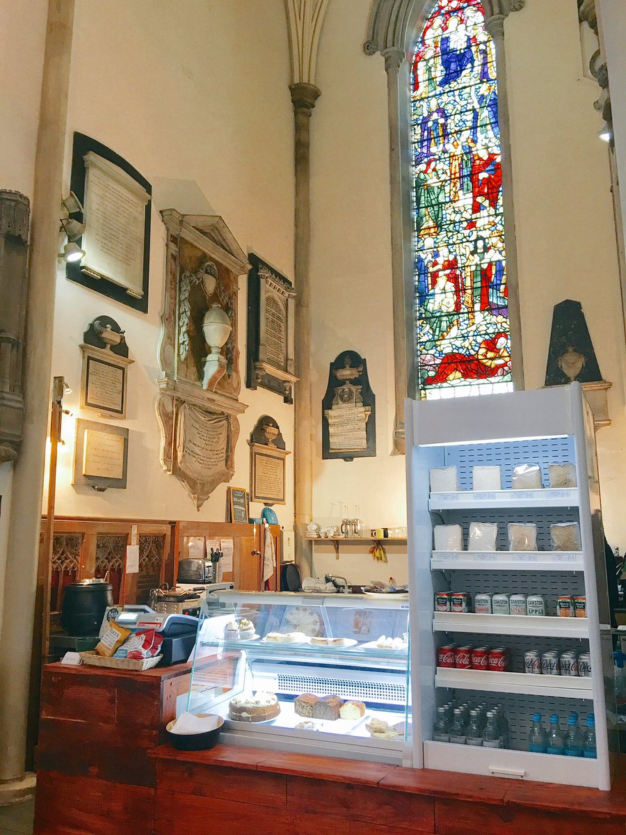 stmikescafebath's tweet photo. Loving how the new counters colour compliments the Jesse window behind it 🔴 #stmikescafe @StMikesWithout @Driveroger @bathabbey https://t.co/nUrzLeIZif