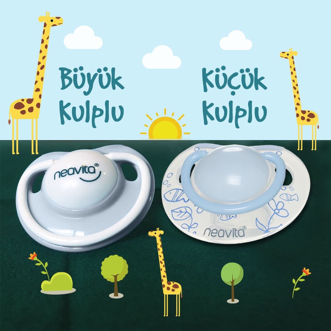 Ortodontik Emzik’in ikili paketinde; iki emzikten biri büyük, biriyse küçük kulplu!