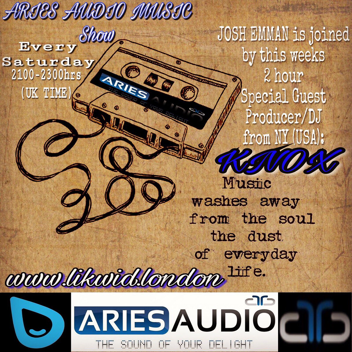 josh_emman's tweet photo. TONIGHT
https://t.co/O640O7sMvr

🔊📻 ARIES AUDIO MUSIC Show 📻🔊
This weeks Special Guest:
@KNOXHOUSEMUSIC 
2hrs of pure niceness
@likwidlondon https://t.co/Hj0OrrPrLH
