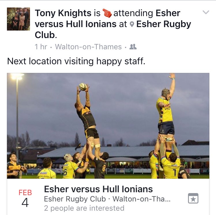 AnthonyKnights's tweet photo. Great seeing all of @KnightsGroup staff today at these 3 games. #twickenham #Easher #suttonfc https://t.co/1QdvvhaK2G