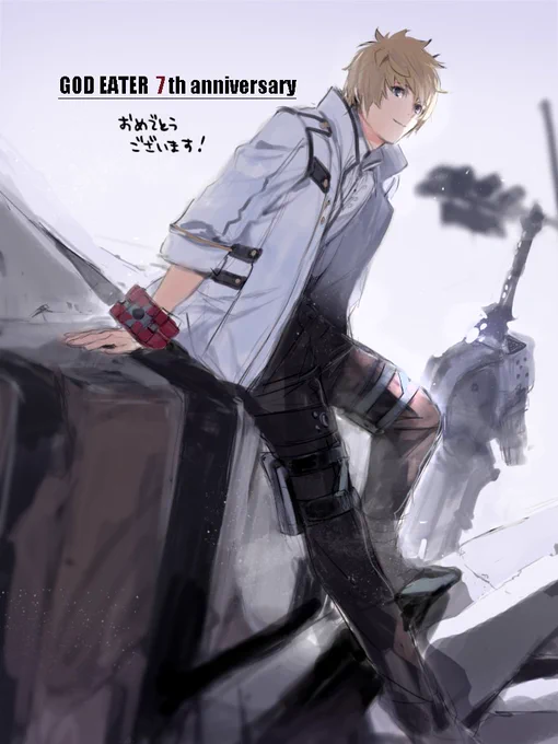 おめでとうございます!とても久しぶり描いたユウさんで!#GE7周年 

途中までジュリウスの礼服に習って赤いバラの花束を抱えたグレム局長の礼装を描いていたよ 