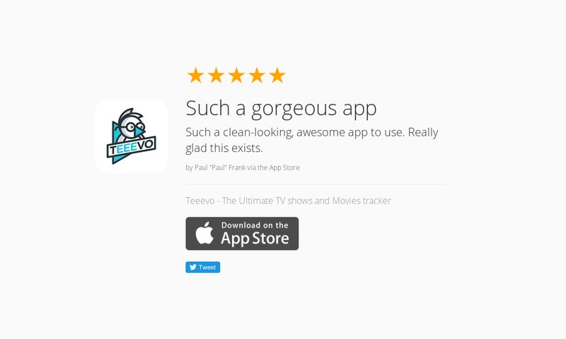 teeevoapp's tweet photo. 5 Star Review: "Such a gorgeous app: Such a clean-looking, awesome app to use. Really glad…" https://t.co/fg1zvgjxAu https://t.co/3lDyeAm1bd