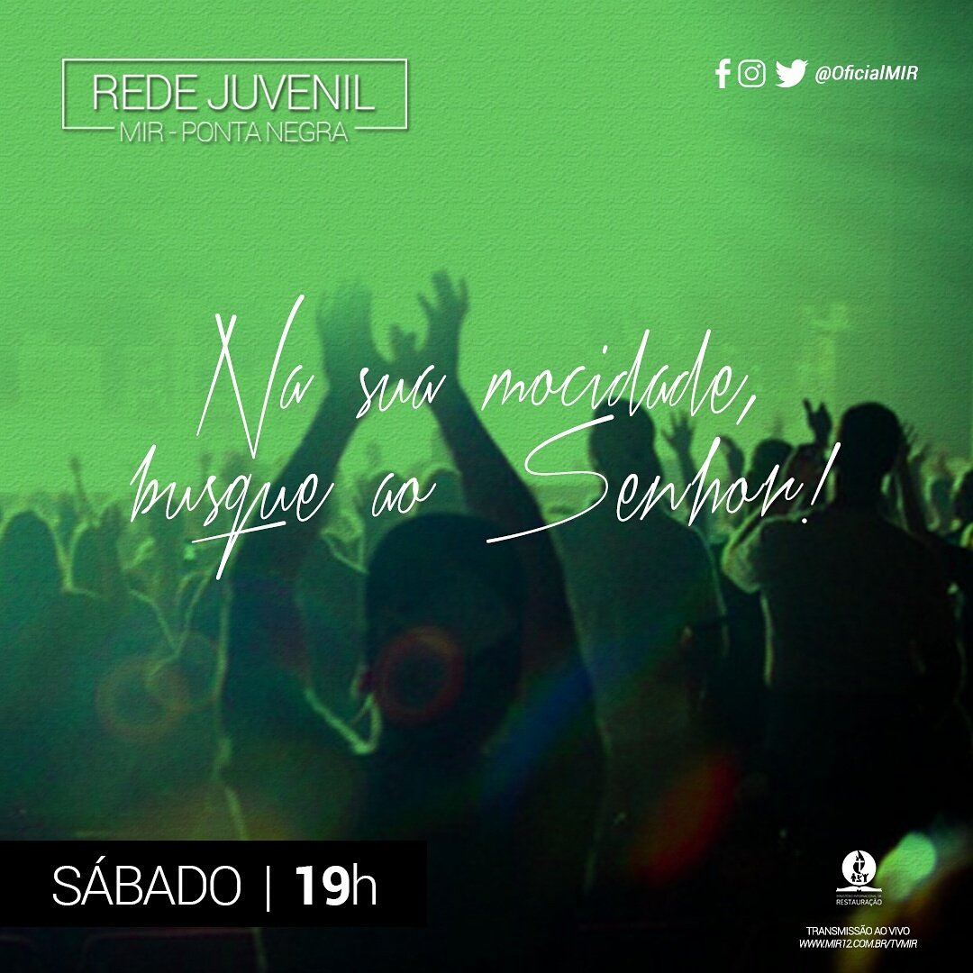 🎵🎹Hoje é o dia de 🎵🎺louvarmos ao Senhor na Rede Juvenil! Esperamos por vocês,  às 19h, no <a href="/oficialmir/">MIR Oficial</a> . #FelizSábado