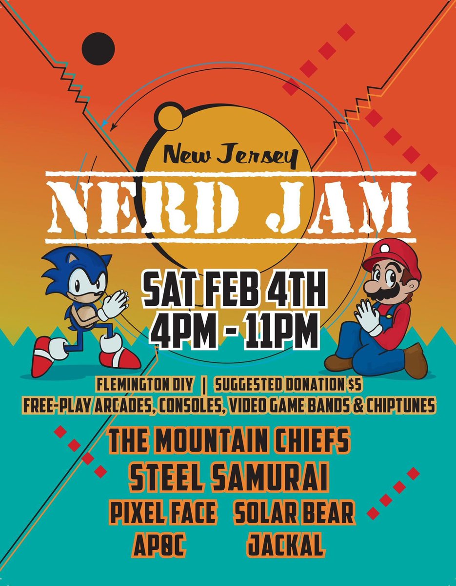 Mag_Underground's tweet photo. Come get nerdy with us at Flemington DIY today! Doors open at 4pm; 
Games • Vendor Tables • Arcade Cabinets • Live Music • PartyPartyParty https://t.co/DllbTRk0e0