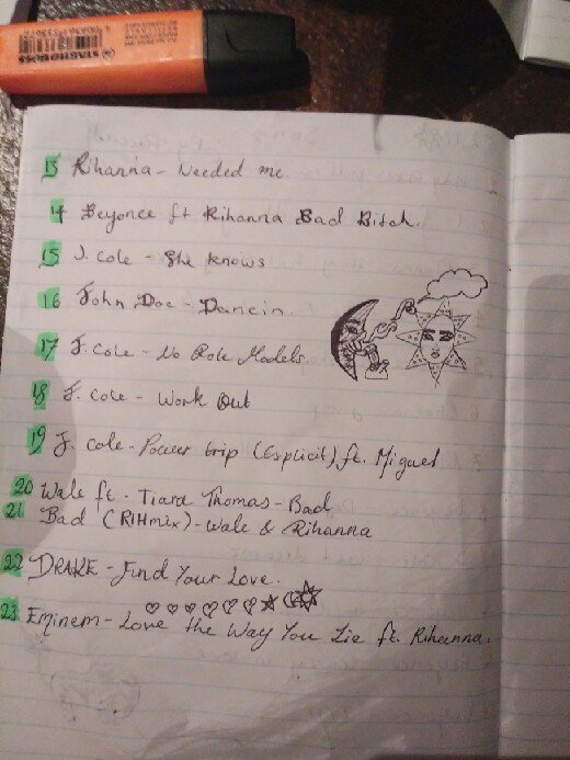 BeccahShepstone's tweet photo. Bad habbit of staying up late listening to music, made a list 🌛🍀
#playlist #relatablesongs https://t.co/Yw4jZVlSlV