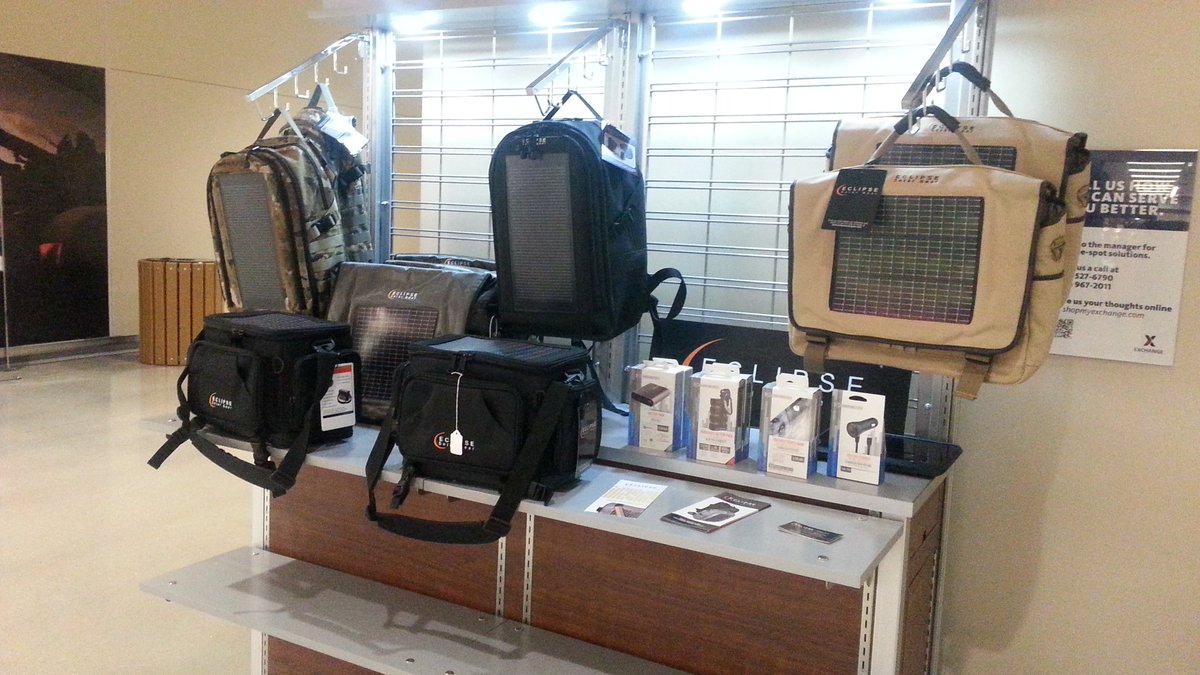 Eclipse_Gear's tweet photo. Come see our solar gear at Fort Hood, TX AAFES. Stay in Charge! #MadeInUSA #aafes #Army #solar https://t.co/XjBNGrEe4U