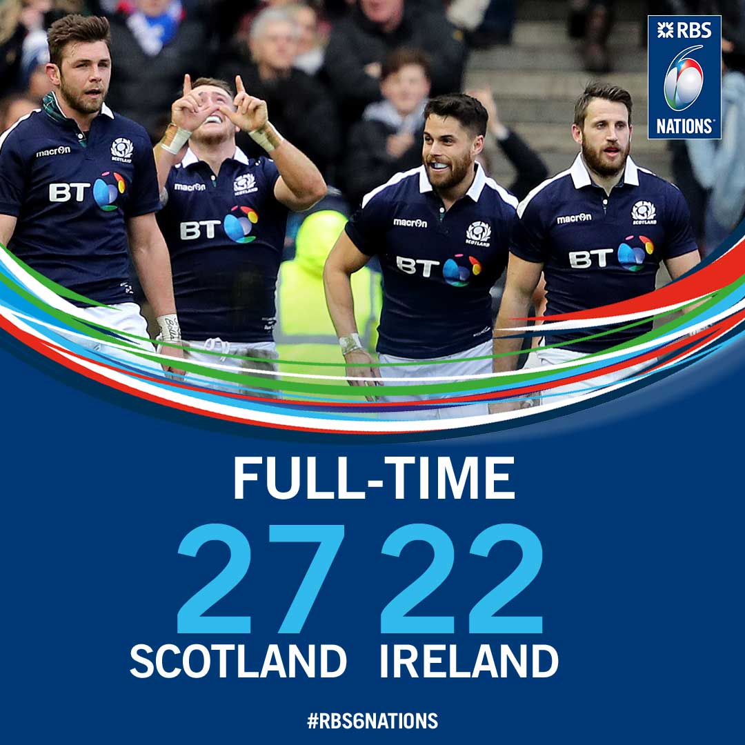 SixNationsRugby's tweet photo. Full-time and @Scotlandteam secure a hard-earned (and breathtaking) win over @IrishRugby 

#RBS6Nations #SCOvIRE https://t.co/q0ofM13vPv