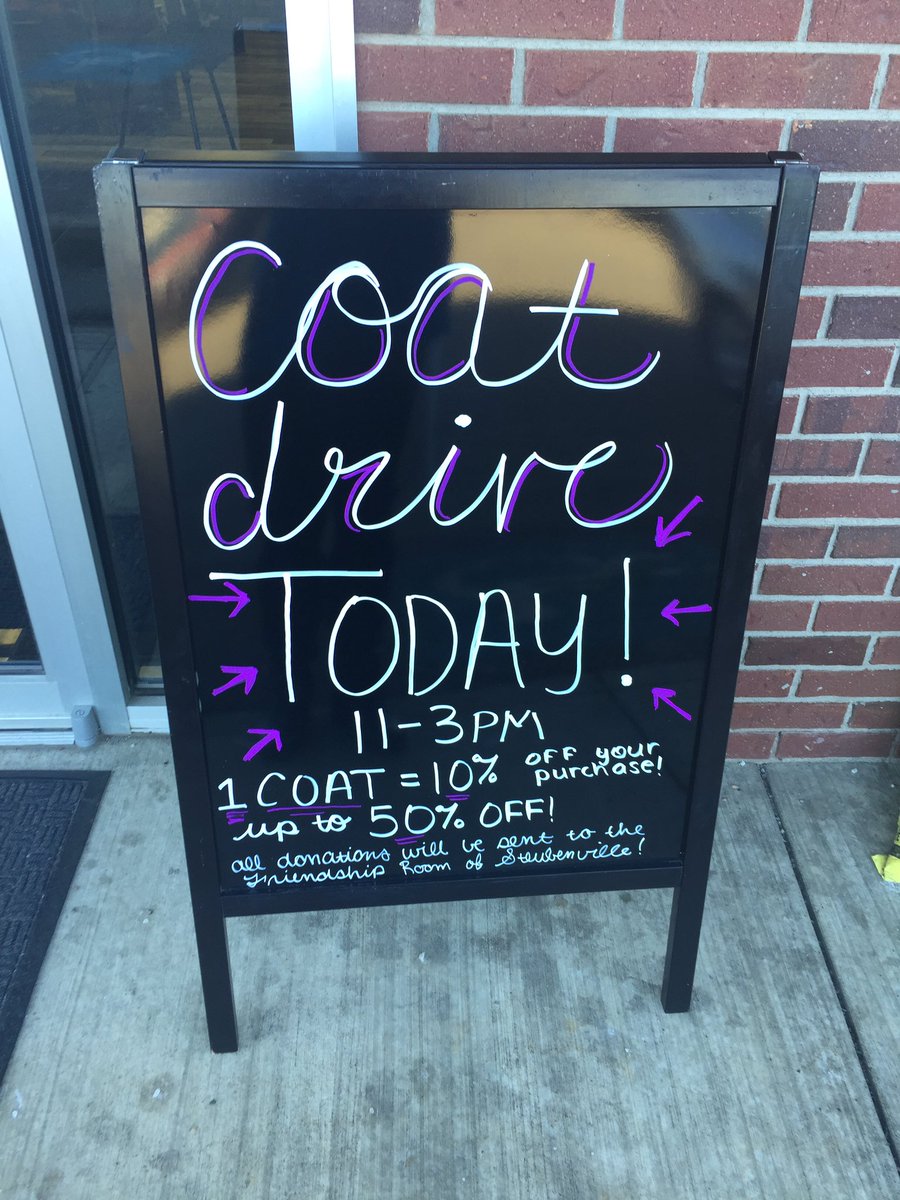 LaurenOHealy's tweet photo. Owners of Lynn &amp; Barrett in Wintersville are holding a coat drive today from 11-3! ALL coats will be donated to the Friendship Room @WTOV9 https://t.co/ppACCY2AtP