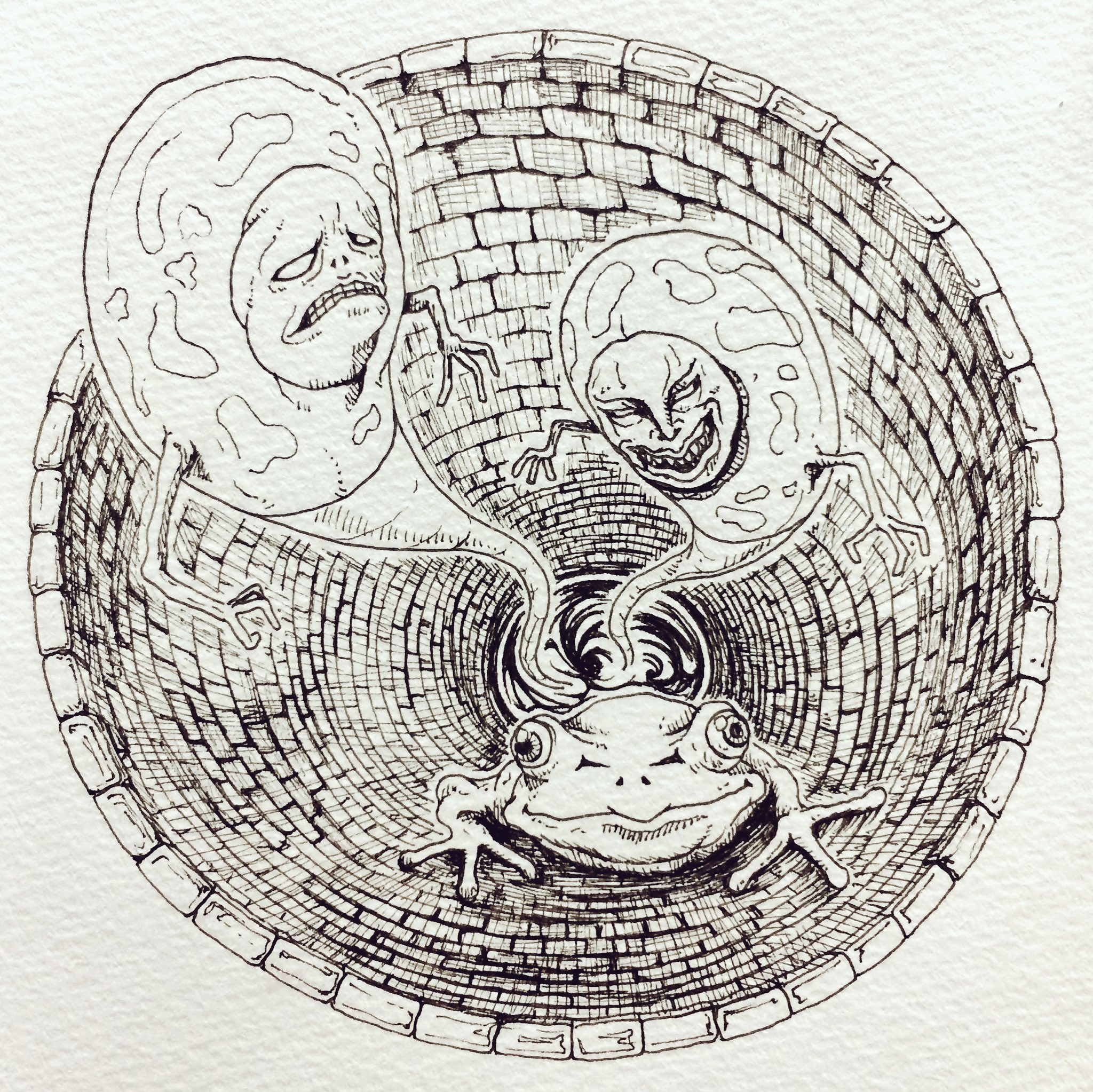Andmorefine 井の中の蛙大海を知らず されど空の深さを知る Illustration Drawing Sketch Funny イラスト基地 ペン画 井の中の蛙 蛙 カエル ことわざ Andmorefine 気持ち悪い T Co Jeocdvlt7h Twitter
