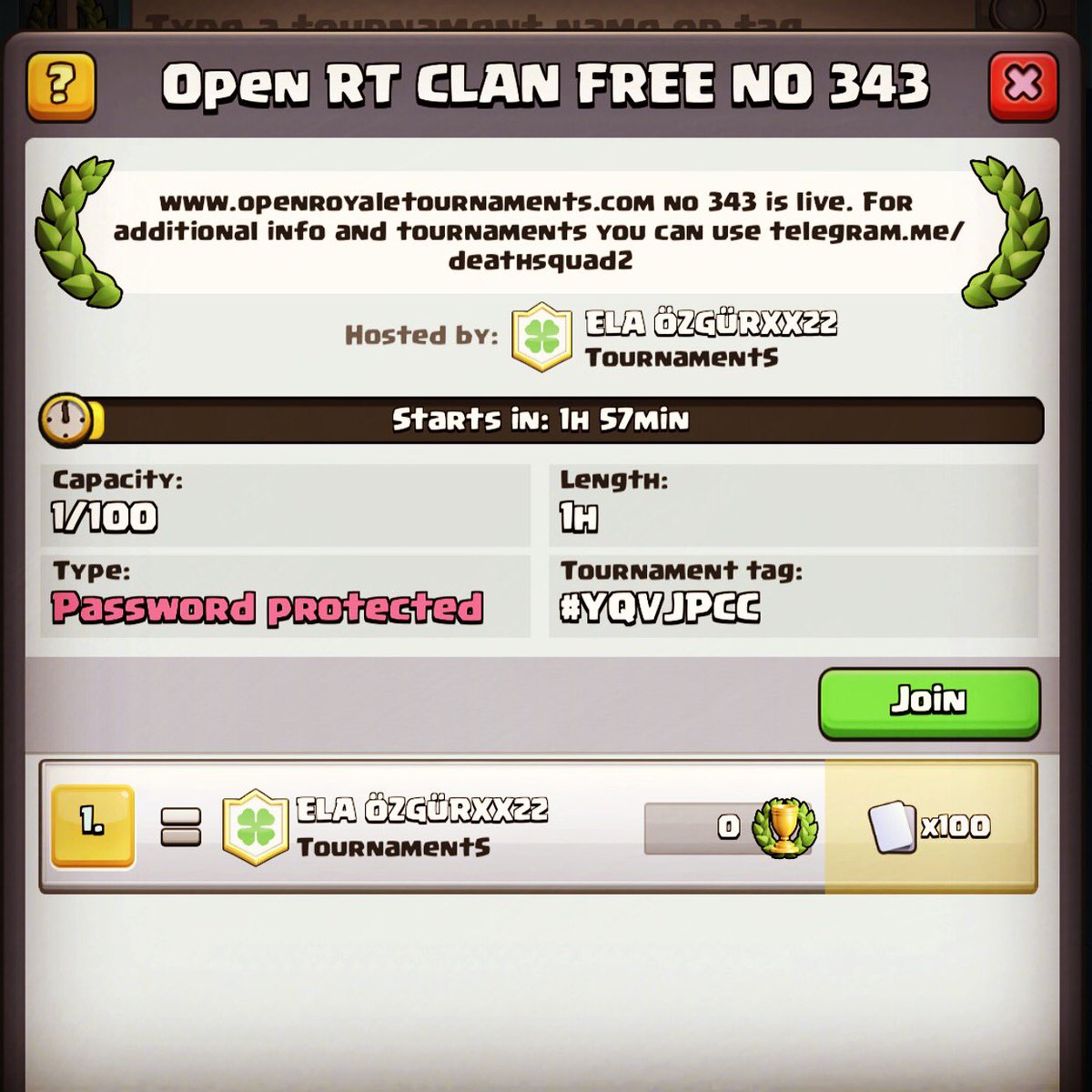 No 343 is live on openroyaletournaments.com you can find easily new tournaments and the passwords #openroyaletournaments #clashroyale