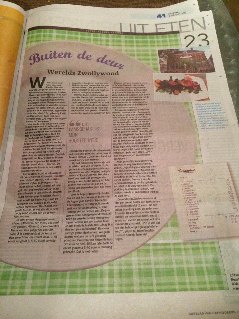 Culinair #zwolle in #dvhn. <a href="/ZoXander/">Bokkers te buiten</a>!!