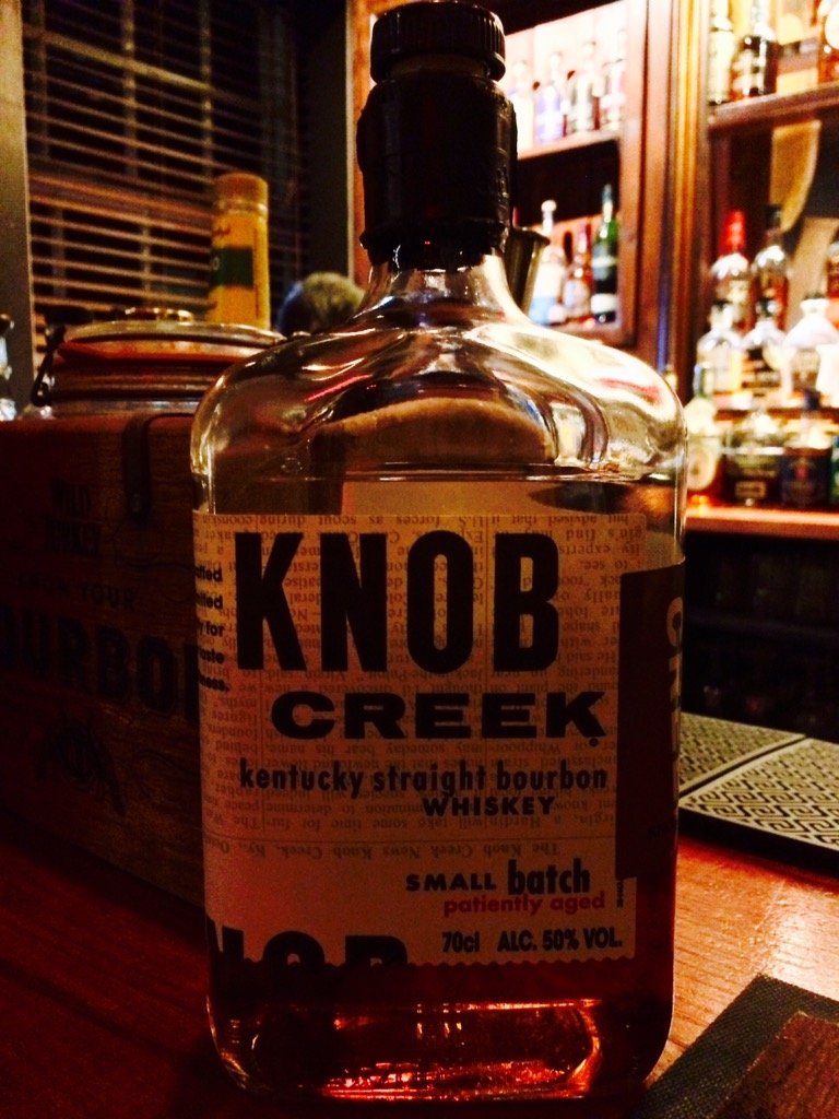 Knob Creek

This embodies the look, feel &amp; taste of pre-prohibition bourbon. This is a long, patiently-aged, high-rye bourbon from Jim Beam.