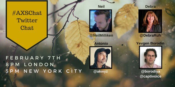 Flyer for Axschat with Yevgen Borodin Tuesday 7/2/17 8pm uk 3pm NYC