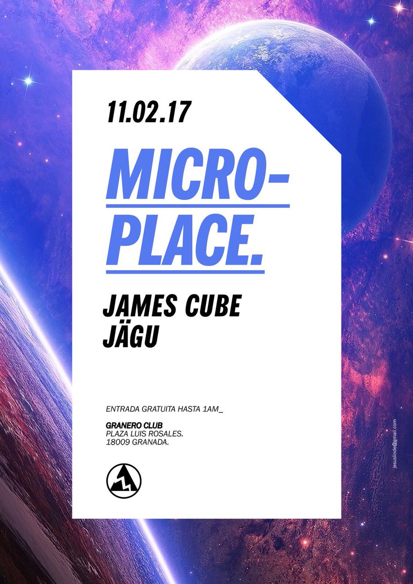 New date: 11/02/2017
#MICROPLACE!! Mi fiesta favorita en <a href="/GraneroClub/">Granero Club</a> 
Os espero!