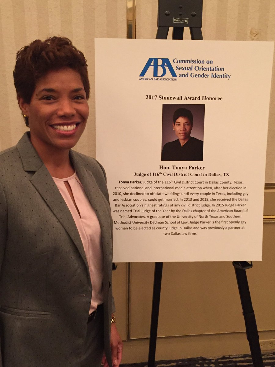 robcrain's tweet image. Congrats Judge Tonya Parker for Stonewall Award from the ABA. Proud of our Dallas Judiciary @DallasBarAssoc