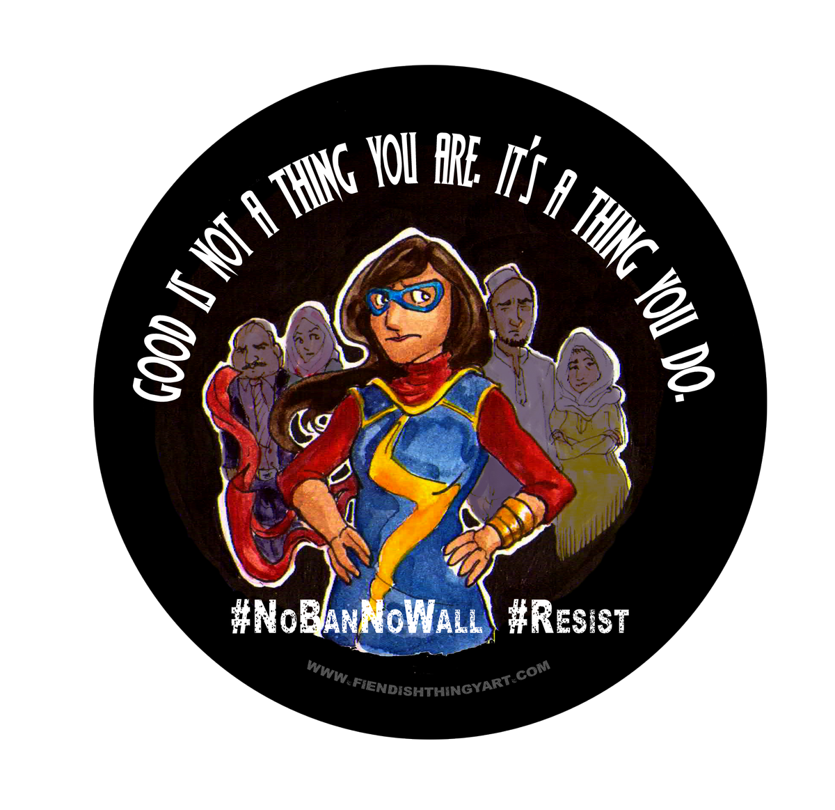 HarrisonWebbArt's tweet photo. The next #FandomResistance piece. #KamalaKhan and her family seemed a logical choice. #resist #NoBanNoWall #fanart https://t.co/K5uXRnGu3u