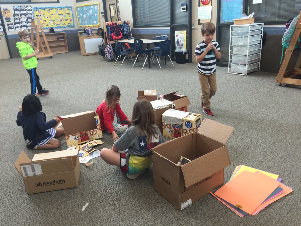 rhondadeleon68's tweet photo. Box stem challenge with my first graders can't wait to see their final creations.@ReddPrincipal @rh_deleon https://t.co/dEdnsdt38s