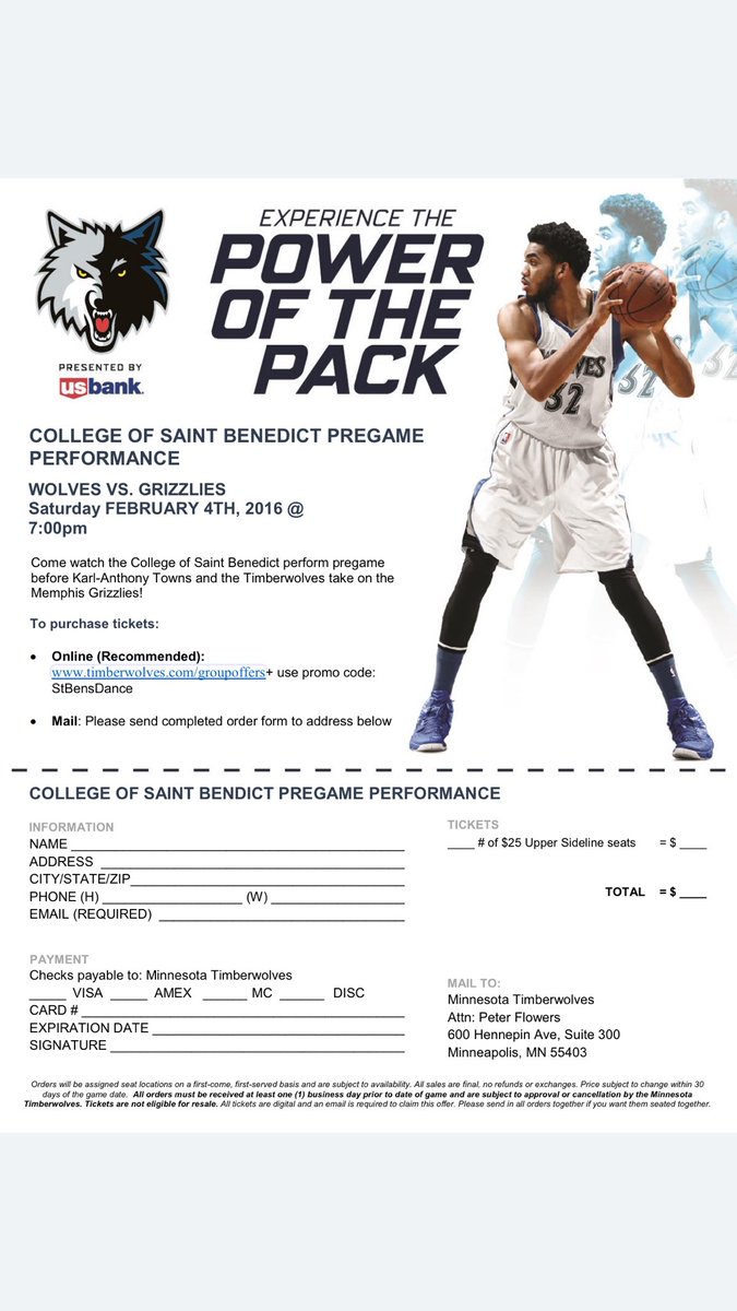 LAST CHANCE for tickets to watch the spring team at the Timberwolves game tonight!