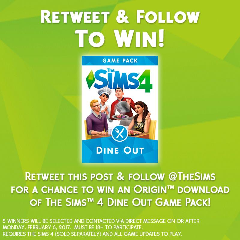 TheSims's tweet image. Let&apos;s kick it up a gear for #TheSimsAnniversaryGiveaway with the The Sims 4 Dine Out Game Pack! RT &amp;amp; Follow for a chance to win!