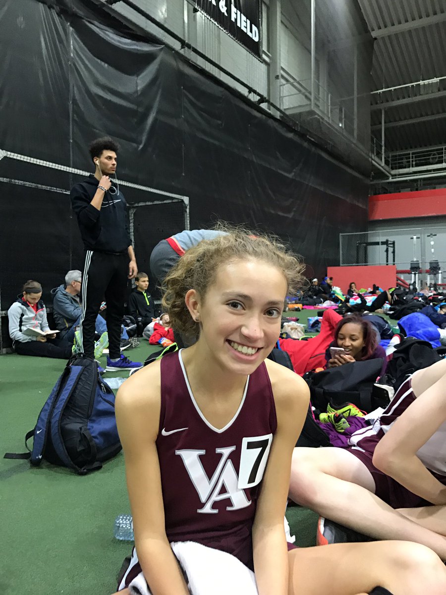 BuckeyeJSP's tweet photo. Griffin @tessamedrano1 dips toe in 1600 indoors and runs new VA record with 5:32.08 @Village_Academy @VillageRunClub @RKrile #turnleft #VATF https://t.co/VtJ9ipUIsF