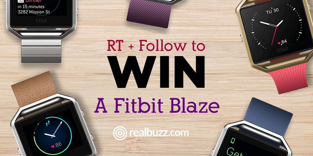 realbuzzcom's tweet photo. It's #competition time! #Win a Fitbit Blaze in our #prize #giveaway. RT &amp; Follow to enter. #realbuzzwinner https://t.co/lFHHEYxoCr