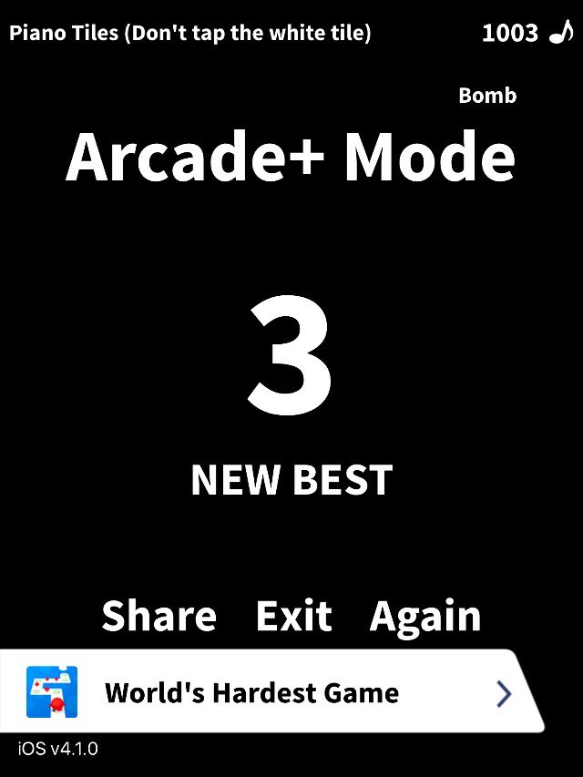 yarmouthmark's tweet photo. Bomb Arcade+ Mode, 3 pts! Who can beat me in @PianoTiles -> https://t.co/0PoxR2VQbs https://t.co/CdbdANbG5w