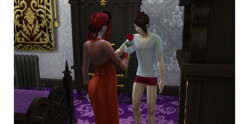 Tamsu81's tweet photo. The bad and the good vampire, having romance #TheSims4! #TS4vampire #Sims4 https://t.co/YQieCRspXA
