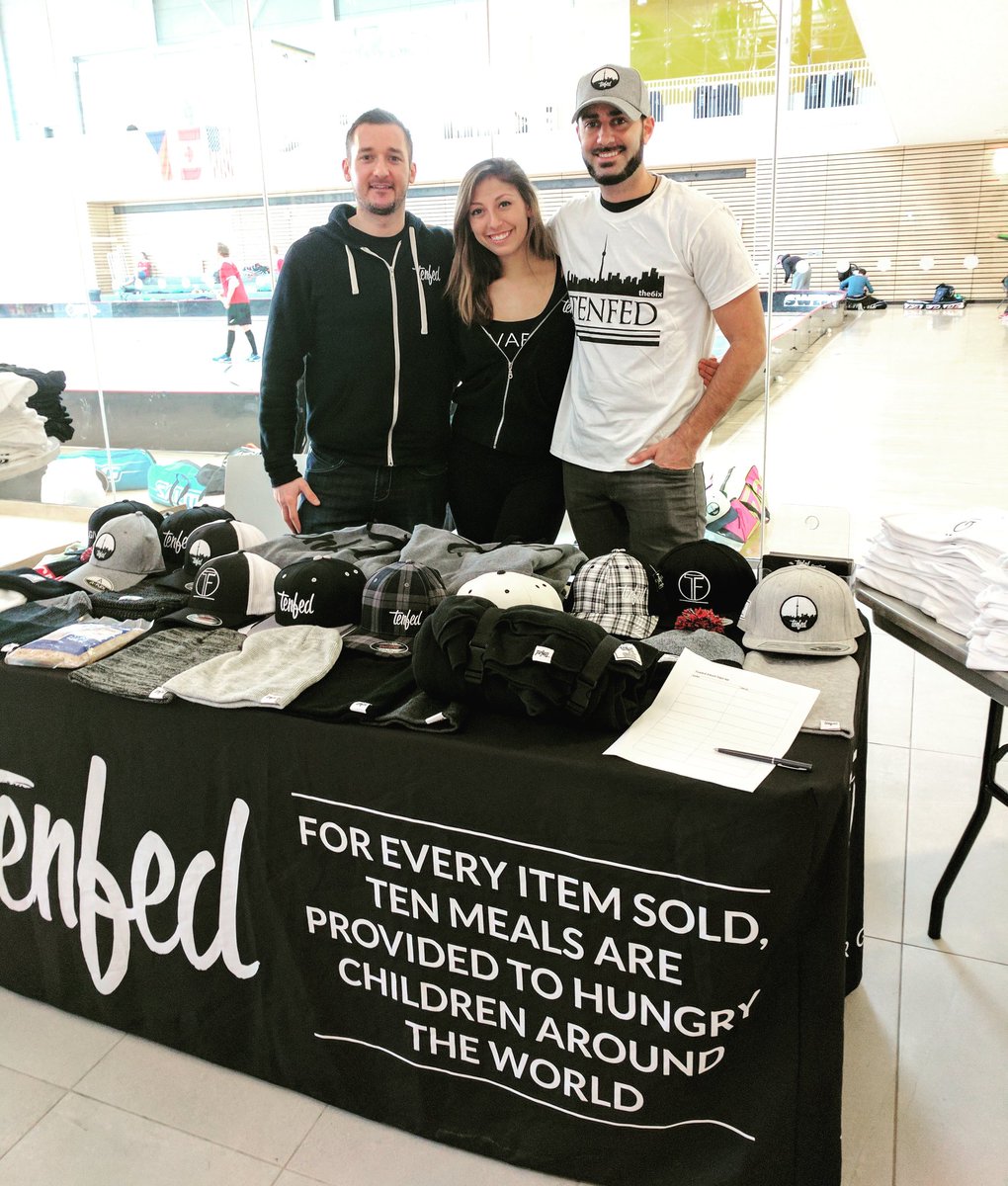 FloorballCanada's tweet photo. Thanks to @TenfedProject for coming out to the #FLC tournament and the #WFCQ Every purchase feeds ten children! #floorball https://t.co/tV7tVRogIk