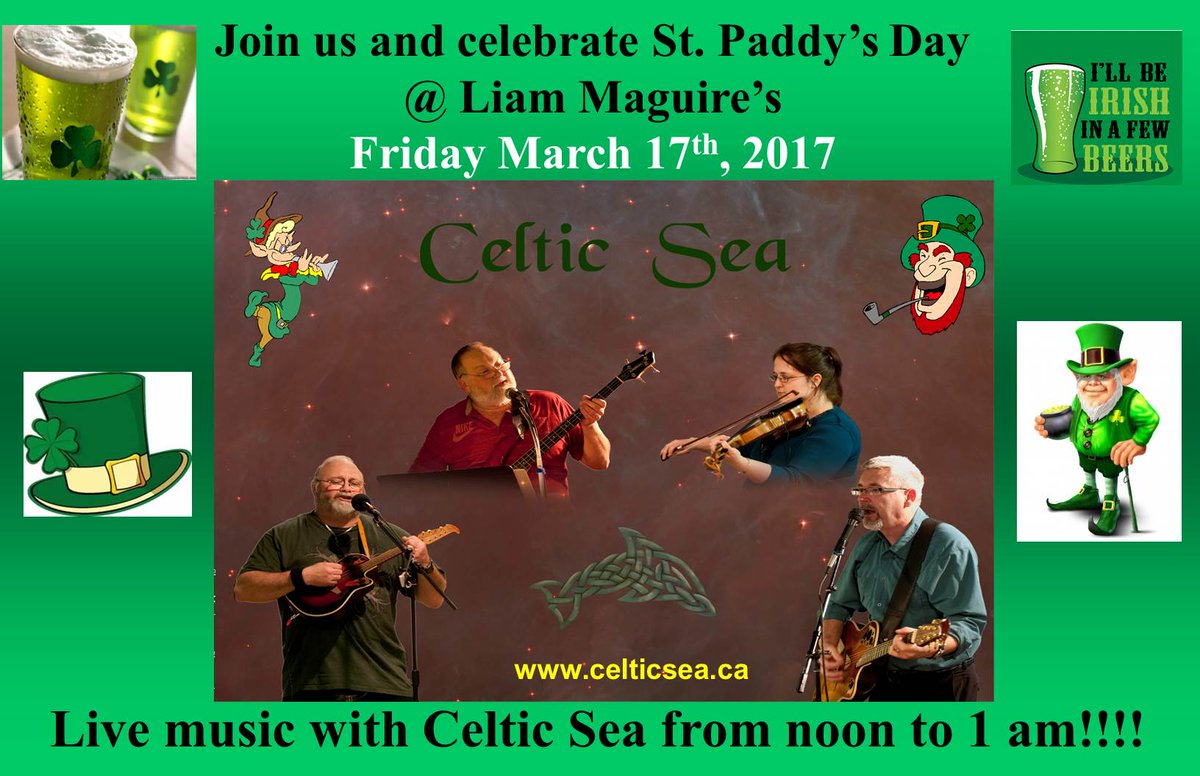 Celtic_Sea's tweet photo. The biggest St Paddy's Day Party in Ottawa will once again be held at Liam Maguire's with @Celtic_Sea performing a 13 hour marathon gig! https://t.co/Xb2gwnyoMx